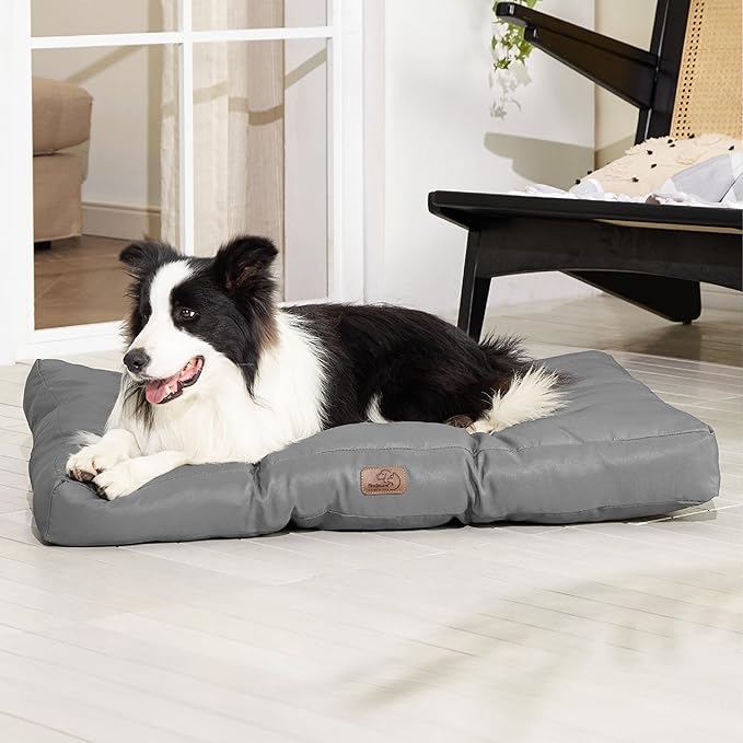 Bedsure Dog Beds Large Sized Dogs - Washable Pet Bed Mattress with Oxford Fabric, Pet Pillow Cushion for Crate, Grey Dog Mat Outdoor, 36x27x4, Grey
