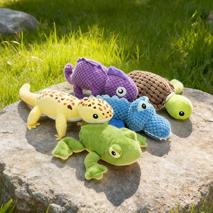 Prime Pets Dog Toys, 5 Pack, Plush Crinkle Squeaky Dog Toys, Assortment Value Bundle Animal Pet Toy for Small Medium Large Dogs, Stuffed Puppy Chew Toy