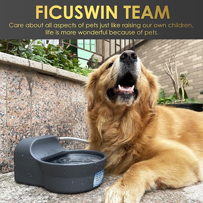 Automatic Dog Water Bowl Dispenser Patented 70OZ Water Dispenser for Dogs 2L Water Bowl Fit 3/4in GHT Male Faucet Outdoor Automatic Water Bowl Include Automatic Water Fill Valve Adapter 5ft Water Hose