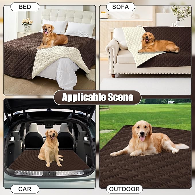 Smiry Waterproof Dog Blanket, Reversible Dog Bed Cover Pet Blanket, Soft Pet Couch Covers for Sofa Washable, Bed Couch Sofa Furniture Protector for Puppy Cat Kids (52"x82", Chocolate/Beige)