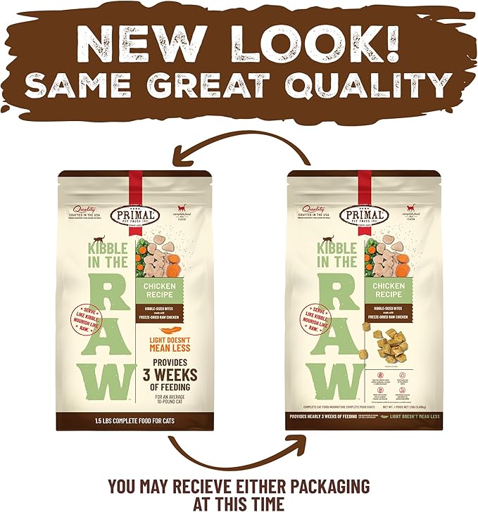Primal Kibble in The Raw, Freeze Dried Cat Food, Chicken, Scoop & Serve, Made with Raw Protein, Whole Ingredient Nutrition, Crafted in The USA, Dry Cat Food, 24 Ounce (1.5 lb) Bag