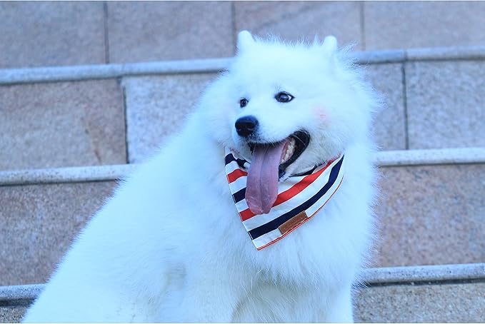 Realeaf 4th of July Dog Bandanas 2 Pack, Reversible American Flag Pet Scarf for Boy and Girl, Premium Durable Fabric, Patriotic Bandana for Medium and Large Dogs (Large)