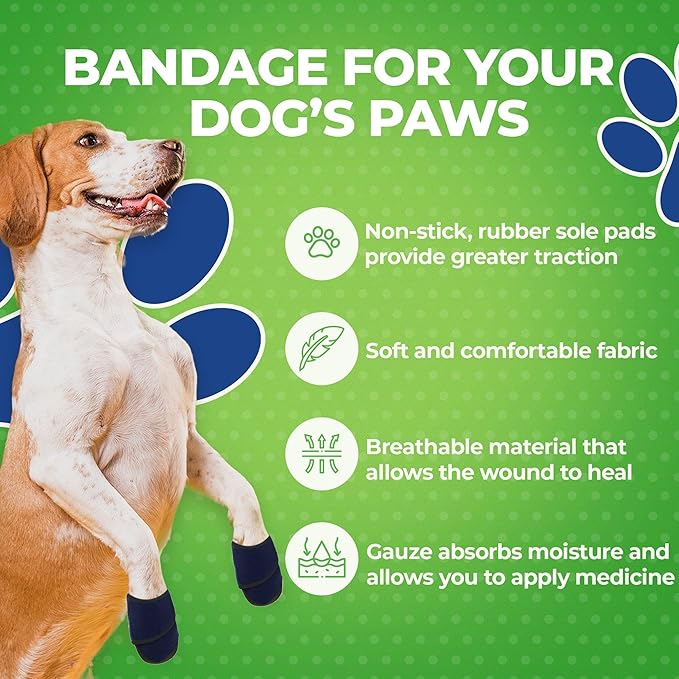 Healers Petcare Medical Dog Bootie for Wound Care & Paw Protection, Single Boot (Blue) - Non-Slip Sole, Breathable Fabric, Vet Approved (X-Small)