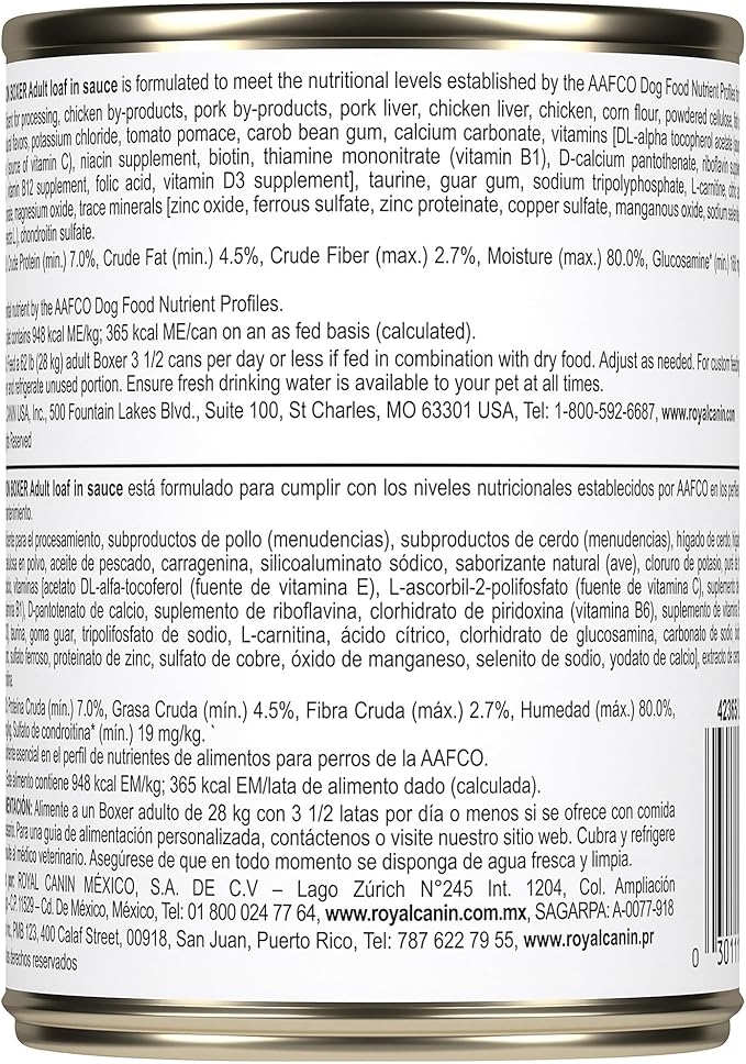 Royal Canin Breed Health Nutrition Boxer Adult Loaf in Sauce Dog Food, 13.5 oz (Pack of 12)