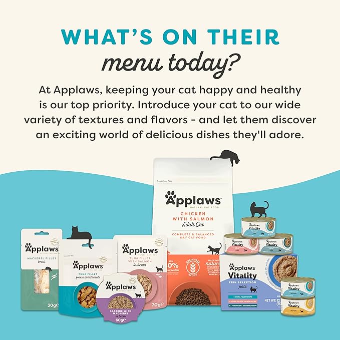 Applaws Vitality Wet Cat Food in Broth, Natural Cat Food with Added Vitamins & Minerals, Grain-Free, Carrageenan Free, Tuna Fillet in Broth (24 Count, 5.5oz Cans)