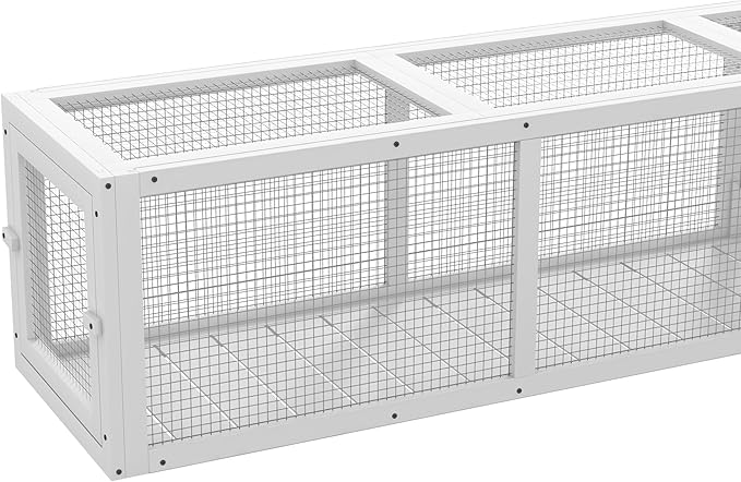 PawHut Cat Tunnel - Outdoor Wooden Tube with Combinable Design, 8 Doors, 98" Cat Toys for Kitty, Puppy, Pet, House, Window, Cage, White