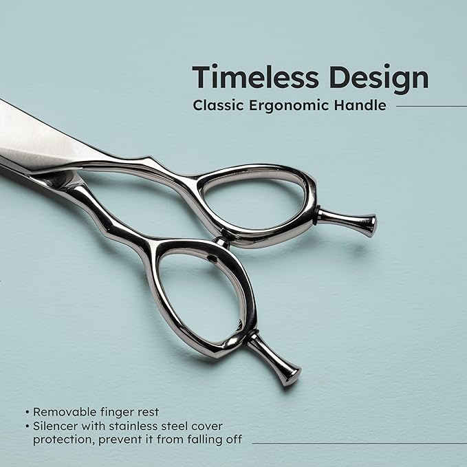 8" Dog Grooming Thinning Scissors – European Style Fast Hair Release, Handcrafted, Ergonomic, VG10 Stainless Steel for Sharper, Tougher, Better Edge Retention, Thinning Rate 60-70%