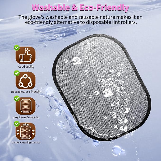 Pet Hair Removal Glove for Dogs & Cats, Newly Upgraded Reusable Electrostatic Pet Hair Gloves, Pet Hair Remover Tool for Clothing, Couch, Carpet, Car Seat(Pink)