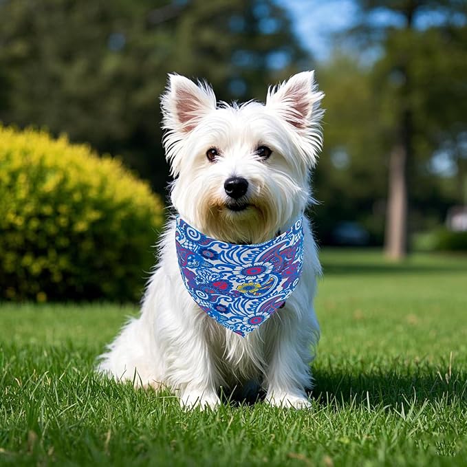 7 PCS Paisley Dog Bandanas for Small Dogs Stitching Edge Dog Bandanas for Print One Side Puppy Doggy Scarves Party Grooming S