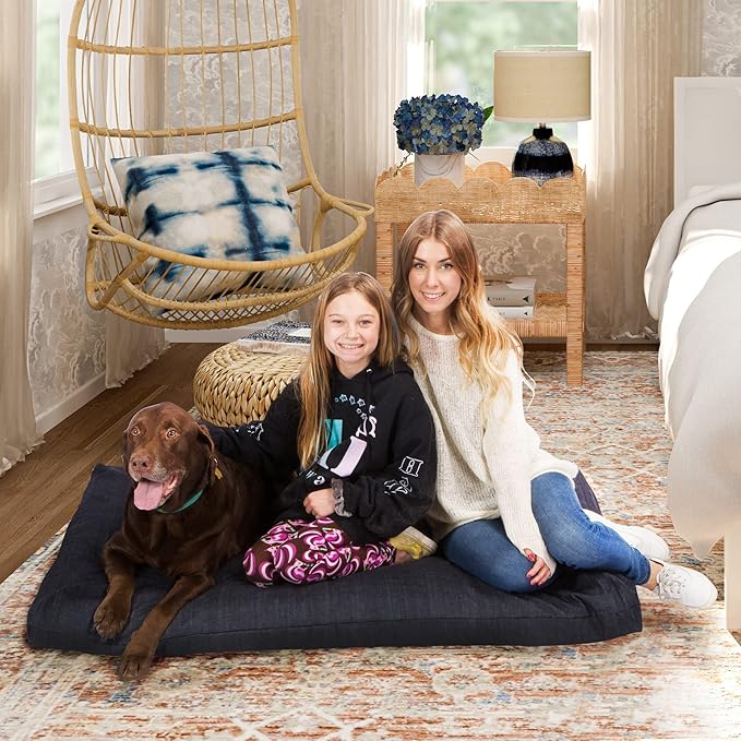 Pet Support Systems Orthopedic Dog Bed - Gel Memory Foam Pet Bed, Luxury Washable Dog Bed for Sleeping and Support (Removable Cover, XX-Large Blue Dog Bed)