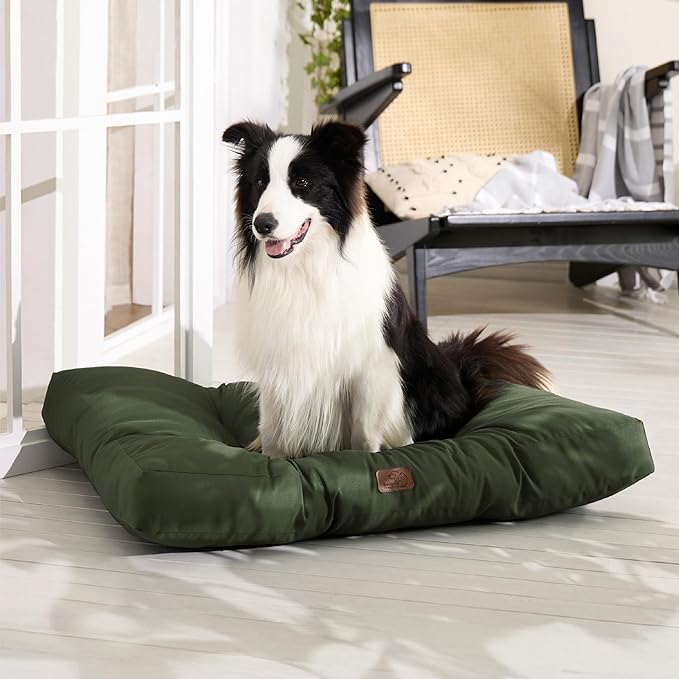 Bedsure Dog Beds Large Sized Dogs - Washable Pet Bed Mattress with Oxford Fabric, Pet Pillow Cushion for Crate, Grey Dog Mat Outdoor, 36x27x4, Lentil Sprout