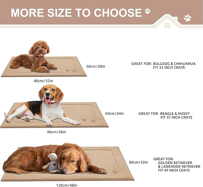 BEQHAUSE Dog Door Mat for Muddy Paws 32"x48" Dirt Trapper Absorbent Doormat Non Slip Entryway Rugs Washable Stain Resistant Welcome Floor Mat Soft Low-Profile for Front Back Door, Beige