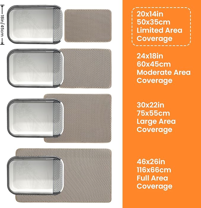 Small Cat Litter Mat, 20x14’’ Double Layer Honeycomb Cat Litter Box Mat, Non Slip Waterproof Urine Proof Litter Trapping Mat for Floor, Kitty Litter Pad, Indoor Pet Supplies, Beige