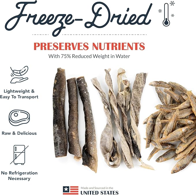Flourish Pets Freeze Dried Raw Pet Treats for Dogs (Cod, Minnow, and Salmon, Variety Pack)