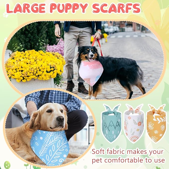 Amylove 50 Pcs Dog Bandanas Bulk Fall Puppy Floral Dog Bibs Holiday Washable Scarf Pets Triangle Head Scarfs Bandanas Pet Costume Outfit(Flower,Large)