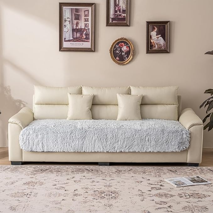 Dogs/Cats Bed Mats, Dog Pad Washable Removable Couch Cover with Anti-Slip Back, Plush Long Fur Mat, Perfect for Small, Medium and Large Dogs.(Magic Gray, 30"x80")