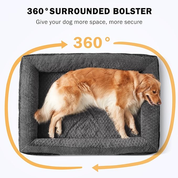 INVENHO Orthopedic Extra Large Dog Bed, XXL Waterproof Egg-Crate Memory Foam Dog Couch Bed with Washable Removable Cover, Waterproof Lining and Nonskid Bottom