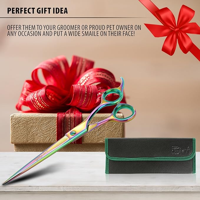 Sharf Rainbow 8.5 Inch Dog Trimming Scissors for Grooming - Effortless Grooming Performance - Durable Blades for Flawless Results - Professional and Beautiful Dog Cutting Scissors for Grooming