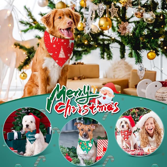 Chunful 120 Pcs Holiday Dog Bandanas Bulk for Fall Thanksgiving Halloween Christmas with Maple Leaf Pumpkin Ghost Snowman Adjustable Triangle Pet Scarf for Small Medium Large (25.6x17.7x17.7 in)