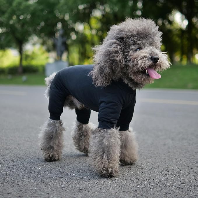 LoveLongLong Dog Jumpsuit with UV Protection and Quick-Dry Fabric for Spring Summer Pet Pajamas Black 2XL