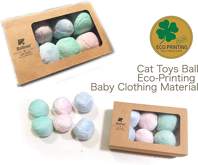 Cat Toys Ball Cat Toys Balls with Bell Eco-Printing Baby Clothing