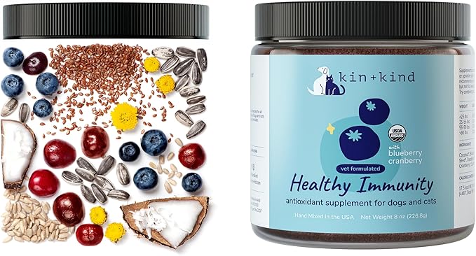 kin+kind Dog Supplement Powder - Supplement for Dogs & Cats for Healthy Immunity - Bladder Support - Natural Formula with Organic Cranberry, Blueberry and Coconut - Made in USA - 4 oz (Medium)