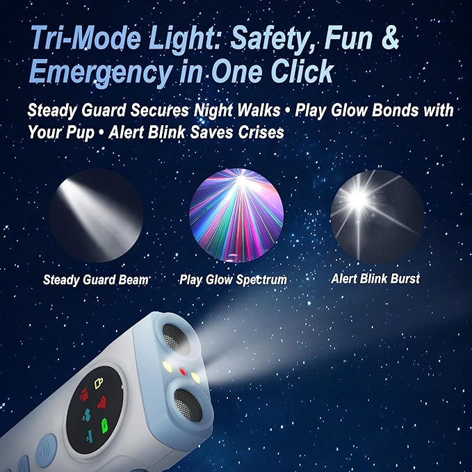 Dog Bark Deterrent Device-2X High-Power Emitters | Anti Barking with 5 Training Modes, 50ft Range, 1500mAh Battery, LED Display, Shock Collar Alternative, Safe Ultrasonic Bark Shield for Dogs (Blue)