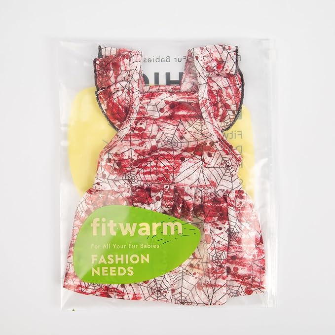 Fitwarm Halloween Spiderweb Dog Dress, Funny Dog Halloween Costumes, Doggy Clothes for Small Dogs Girl, Pet Apparel, Red, White, Black, XS