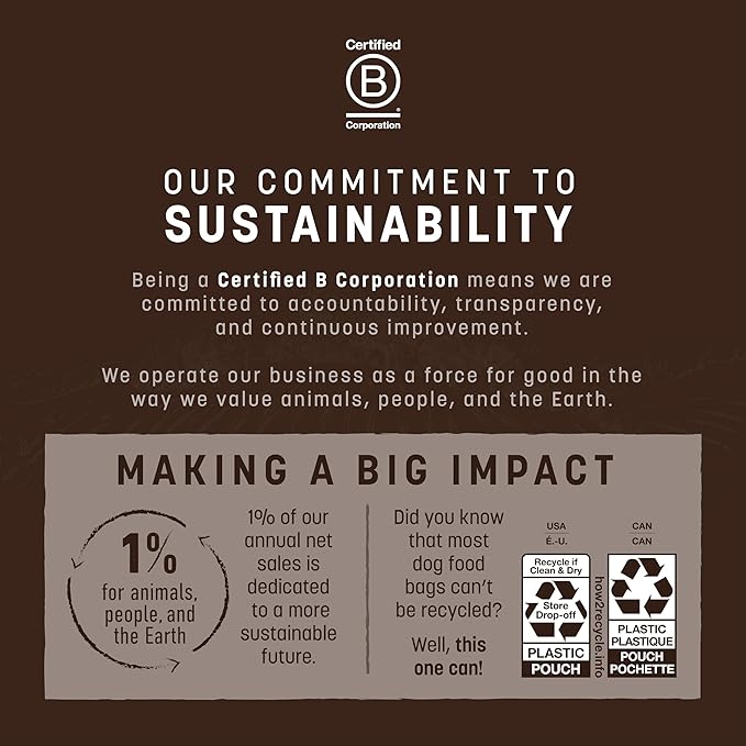 Earth Animal Wisdom Air Dried Dog Food | From The Land Recipe Premium Natural Dog Food | Venison, Beef, Bison | All Breeds & Ages | Made in The USA | 8 Pound Bag