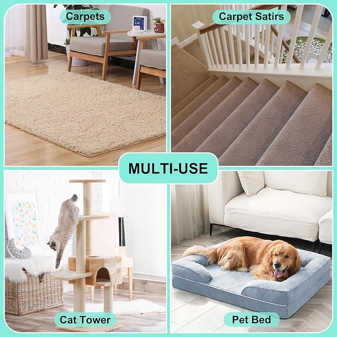 Carpet Rake for Pet Hair Removal - 60" Adjustable Long Handle Carpet Rake, 3 in 1 Reusable Pet Hair Removal Tool Kit, Cat Dog Fur Rakes Scraper Carpet Broom for Carpets, Rugs, Mats