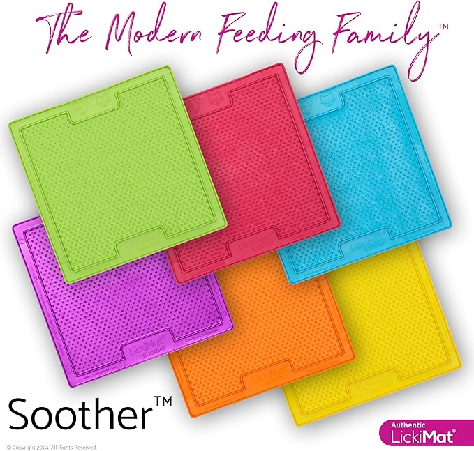 LickiMat Classic Soother, Cat Slow Feeder Lick Mat, Boredom Anxiety Reducer; Perfect for Food, Treats, Yogurt, or Peanut Butter. Fun Alternative to a Slow Feed Cat Bowl or Dish, Orange
