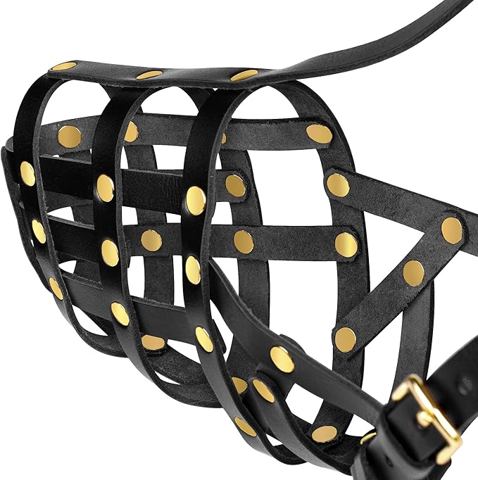 OOPSDOGGY Doberman Dog Muzzle for Large Dogs - Leather Breathable Secure Basket Muzzle for Large Breeds Husky German Shepherd Prevents Biting No Chewing Adjustablу (Black, Size 3 - Doberman)