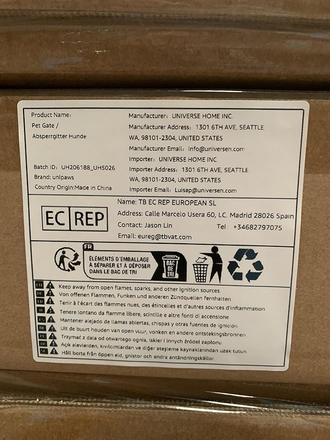 unipaws 24”H Free Standing Pet Gate for Dog, Wooden Dog Gates for Doorway, Stairs, Step Over Foldable Pet Fence for The House, Expandable Dog Barrier, Indoor Use, Grey