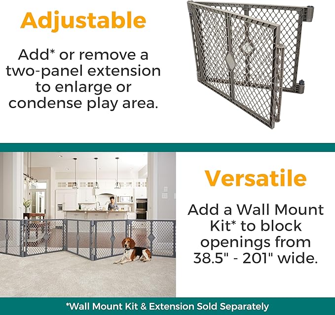 MyPet Petyard: 5.5 Ft. Wide Customizable Folding Dog Playpen Indoor/Outdoor. Made in USA. 6-Panel Puppy Playpen. Freestanding Play Pen Dog Gate 26" Tall, Fieldstone