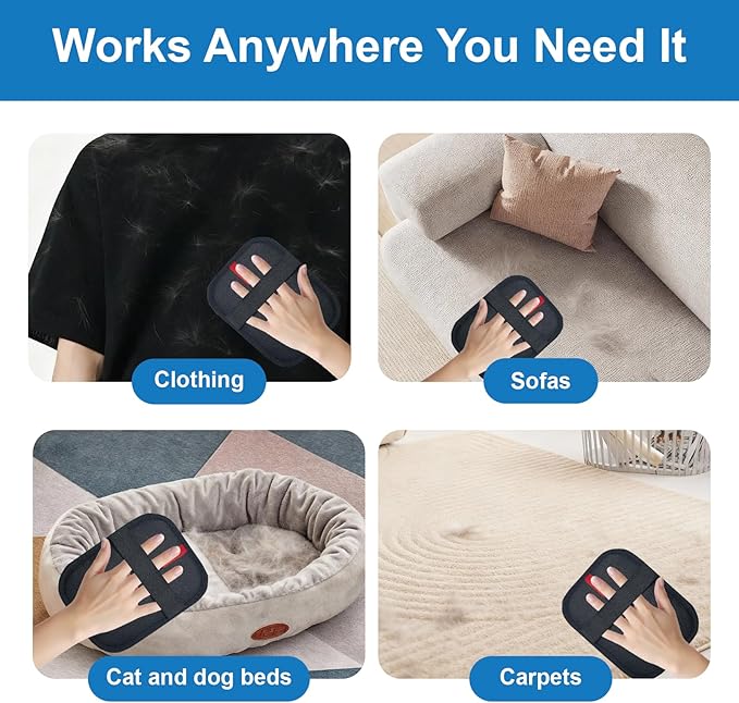 Pet Hair Remover Glove for Dogs and Cats, Reusable & Electrostatic Pet Hair Remover Glove, Effective Pet Hair Removal Tool for Couch, Carpet, Car Seat, and Clothing-2PCS