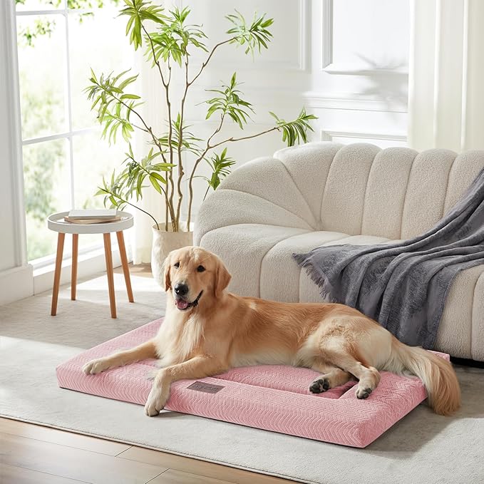 WESTERN HOME Dog Bed for Crate, High Resilience Foam Dog Crate Mat Kennel Pad with Soft Wavy Plush Comfortable Anti-Slip Washable Bed for Large Medium Small Dogs & Cats