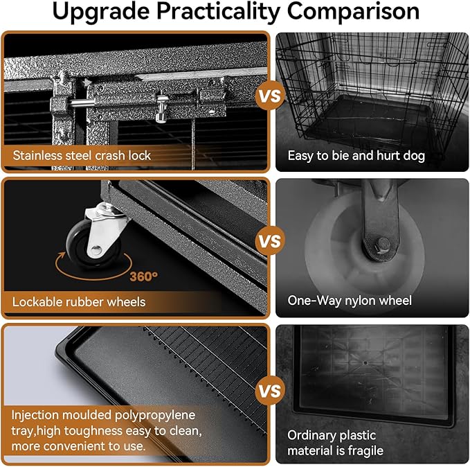 Oranland 48 inch Wire Dog Crate,2025 New Upgraded Stackable Dog Crate for Nursing Mother Dogs & Puppies,Large Dog Kennel with Reinforced Frame,Sturdy Locks Design/Removable Tray