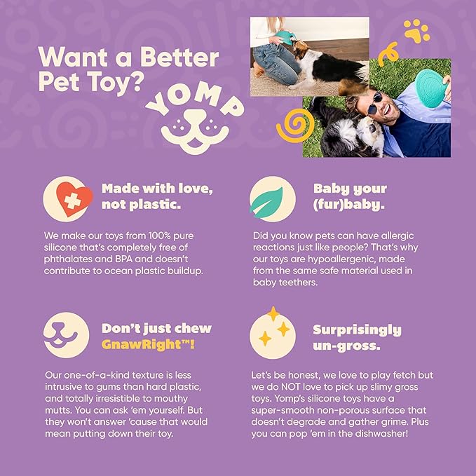 Yomp FetchFlyer Dog Frisbee – Interactive Flying Disc Toy for Soft and Medium Chewers – Outdoor Fetch Toy for Dogs – Made from Pet-Safe, Non-Toxic Silicone