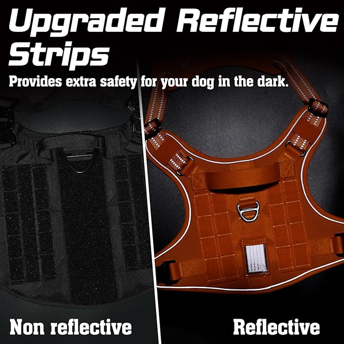 rabbitgoo Tactical Dog Harness for Large Dogs, No Pull Military Service Vest with Handle & Molle, Easy Control for Training Walking, Adjustable Reflective Straps, Orange, XL