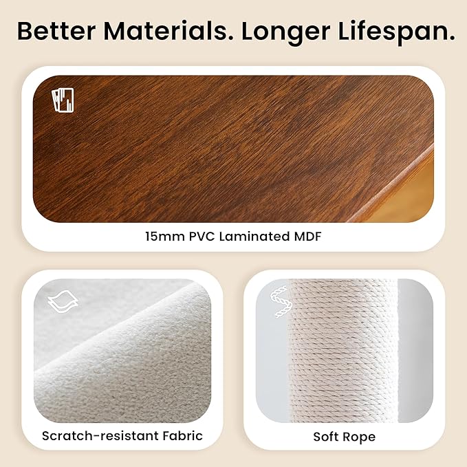 Large Modern Cat Tree - 70 inch Tall Cat Tower for Indoor Cats, Multi-Level Cat Condo with 7 Fully Wrapped Scratching Posts,2 Spacious Perches, Hammock, Cozy Pad & Dangling Balls-Walnut Brown