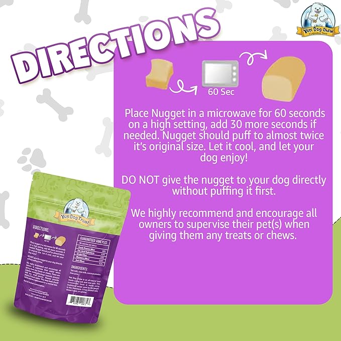 Yeti Refill Nuggets for Puff and Play Dog Toys - Natural Himalayan Yak Cheese Treats, Healthy Dog Chews, Suitable for All Dogs, Ideal for Interactive Chew Toys and Dispensers - 6 Pieces, Cheese