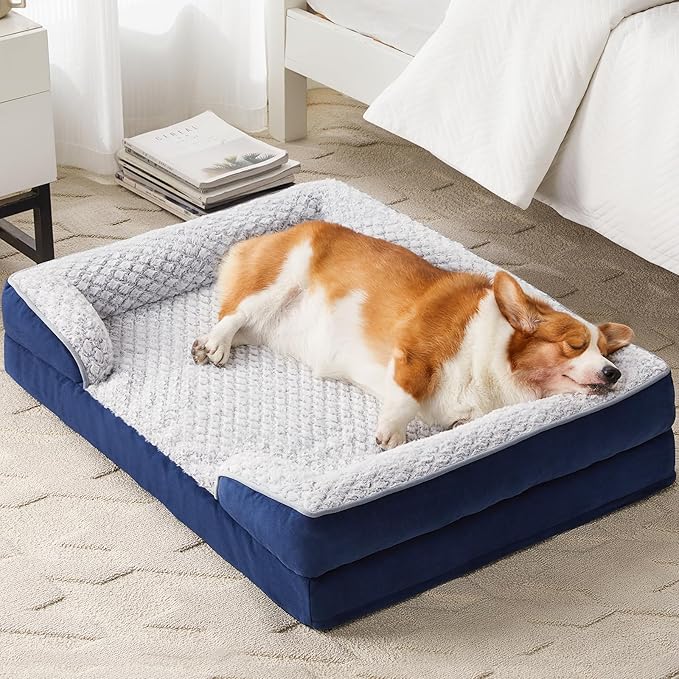 Orthopedic Dog Bed for Medium Dogs, Egg Crate Foam Bed for Medium Dogs, Equipped with Removable Waterproof Pillow Cover and Anti-Slip Bottom, Pet Bed