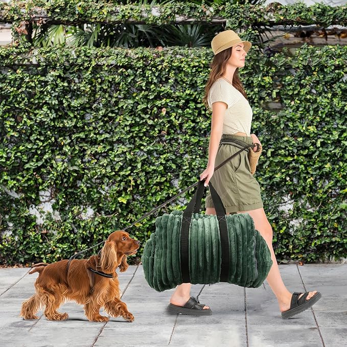 Dog Car Booster Seat, for Small Dogs Under 30 lbs, Detachable Washable Travel Bed with Storage Pockets and Safety Belt (Green, Medium)