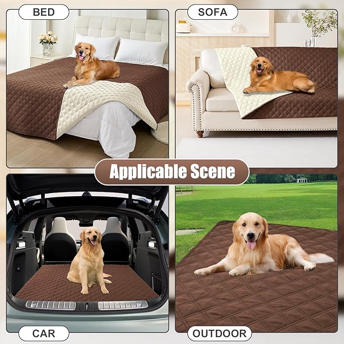 Smiry Waterproof Dog Blanket, Reversible Dog Bed Cover Pet Blanket, Soft Pet Couch Covers for Sofa Washable, Bed Couch Sofa Furniture Protector for Puppy Cat Kids (40"x80", Brown/Beige)