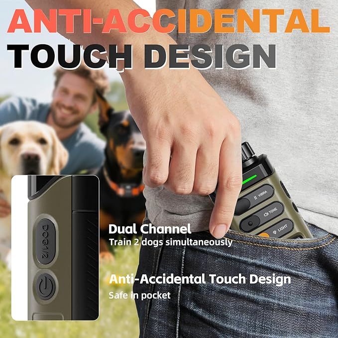 Dog Shock Collar 2 Dogs (15-120lb), 5200FT Range, IPX7 Waterproof, 4 Training Modes, Orange/Black