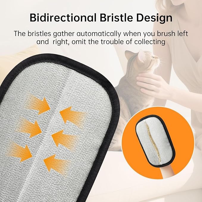 Pet Hair Removal Gloves, Electrostatic Cats and Dogs Pet Hair Removal Tool, Suitable for All Pets, Reusable and Easy to Use (2 Pcs)