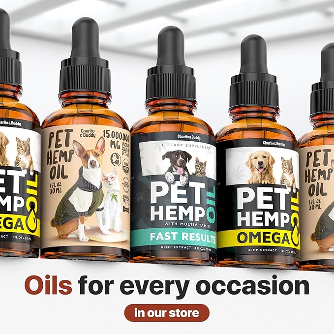Charlie Buddy - Hеmp Oil for Dogs Cats - Hip and Joint Support and Skin Health - Anxiety, Calm, Pain - Omega 3, 6, 9 and Vitamins B, C, E