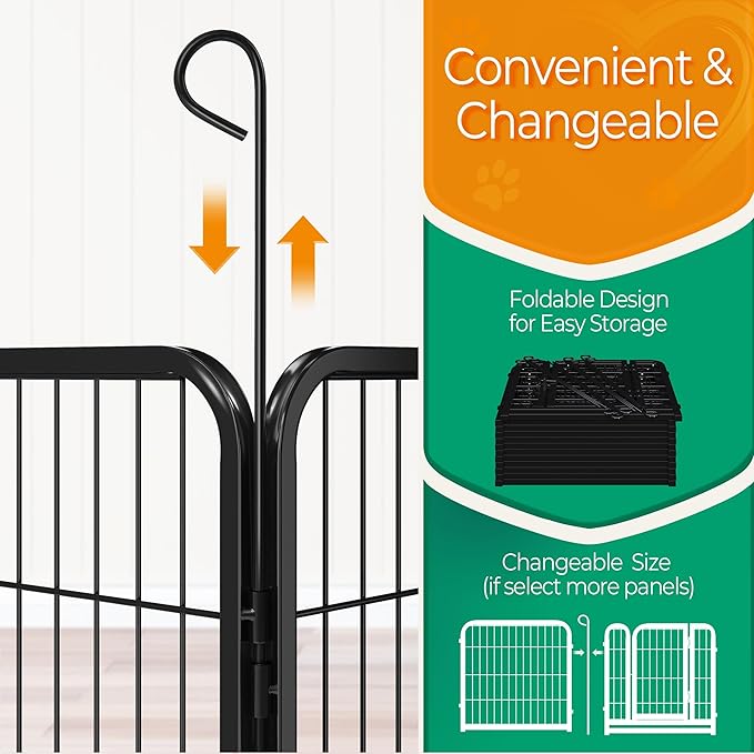 Yaheetech Dog Playpen Outdoor 24 inch 12 Panels Indoor Dog Fence Metal Dog Pen Heavy Duty Pet Puppy Exercise Pen for RV Camping Garden Yard