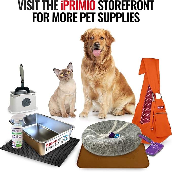 iPrimio Cat Litter Scoop Metal w/ Deep Shovel, Black - Non Stick Plated Aluminum Cat Litter Scooper with Holder - Litter Box Scooper - Metal Cat Litter Scoop - Patented Sifter w/ Holder - Solid Handle