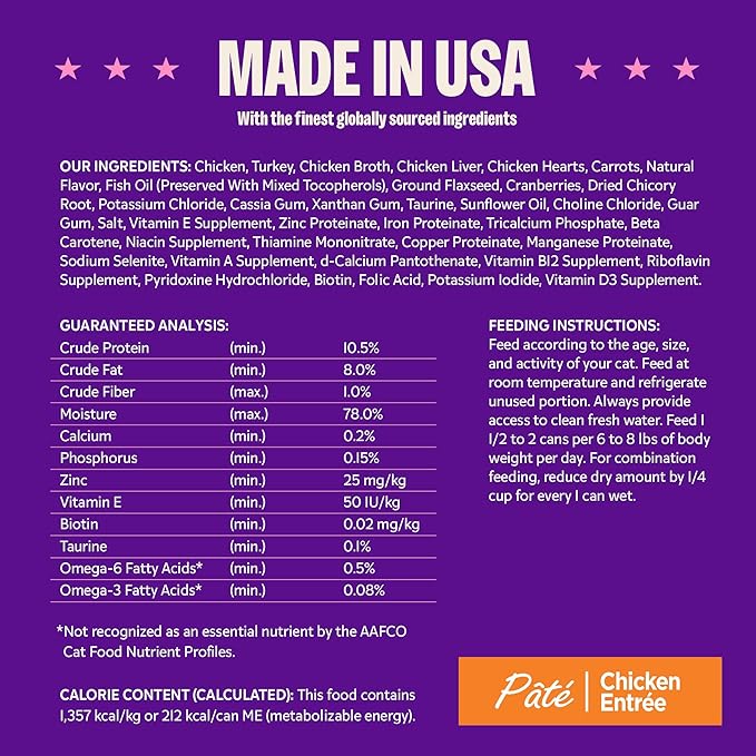 Wellness Complete Health Pate Adult Wet Cat Food, Natural, Protein-Rich, Grain Free, 3 Ounce, 24 Pack, (Chicken)